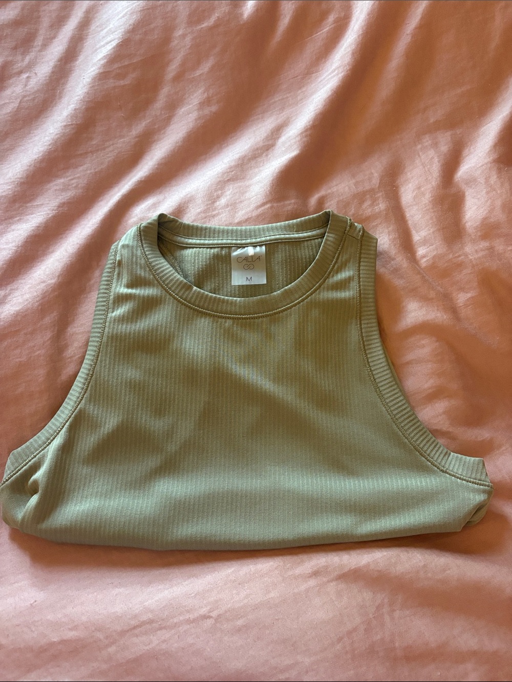 Calia Ribbed Crop Tank Top - Sage Green